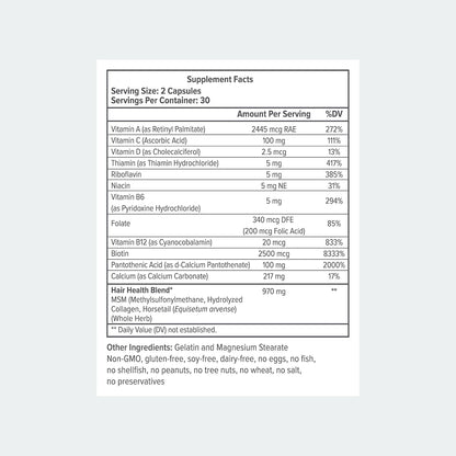 colorsmith Biotin Hair Multivitamins, 2500mcg Biotin with Collagen, 60 Capsules