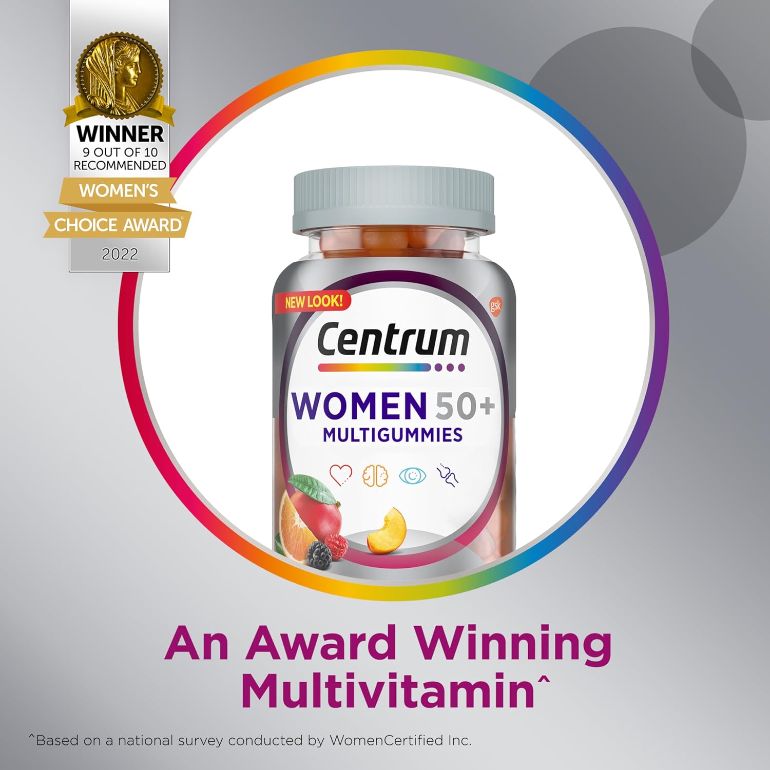Centrum MultiGummies for Women 50 Plus Multivitamin Gummies, Assorted Fruit Flavour - 140 Gummies - görsel 3