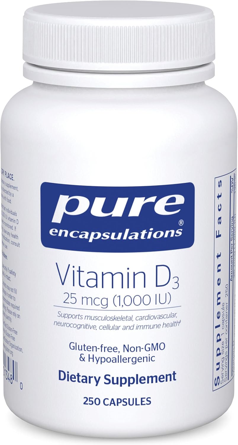 Pure Encapsulations Vitamin D3 25 mcg (1,000 IU) – 250 Capsules - görsel 1