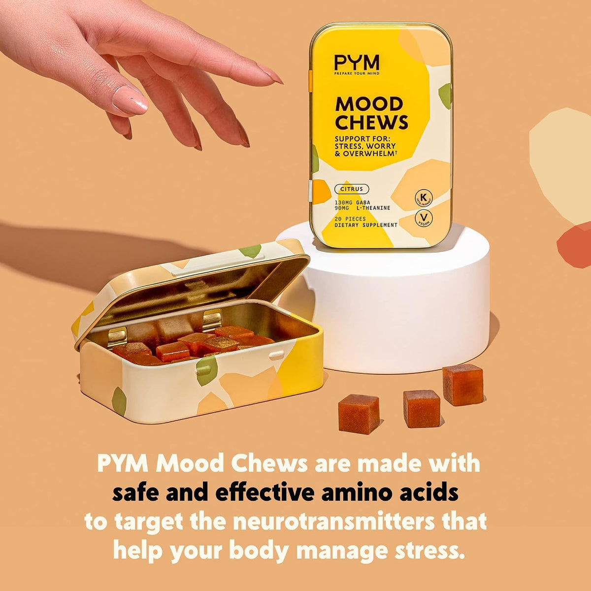 PYM Citrus Mood Chews - Stress Support Supplement with GABA & L-Theanine, 20 Chews - görsel 9