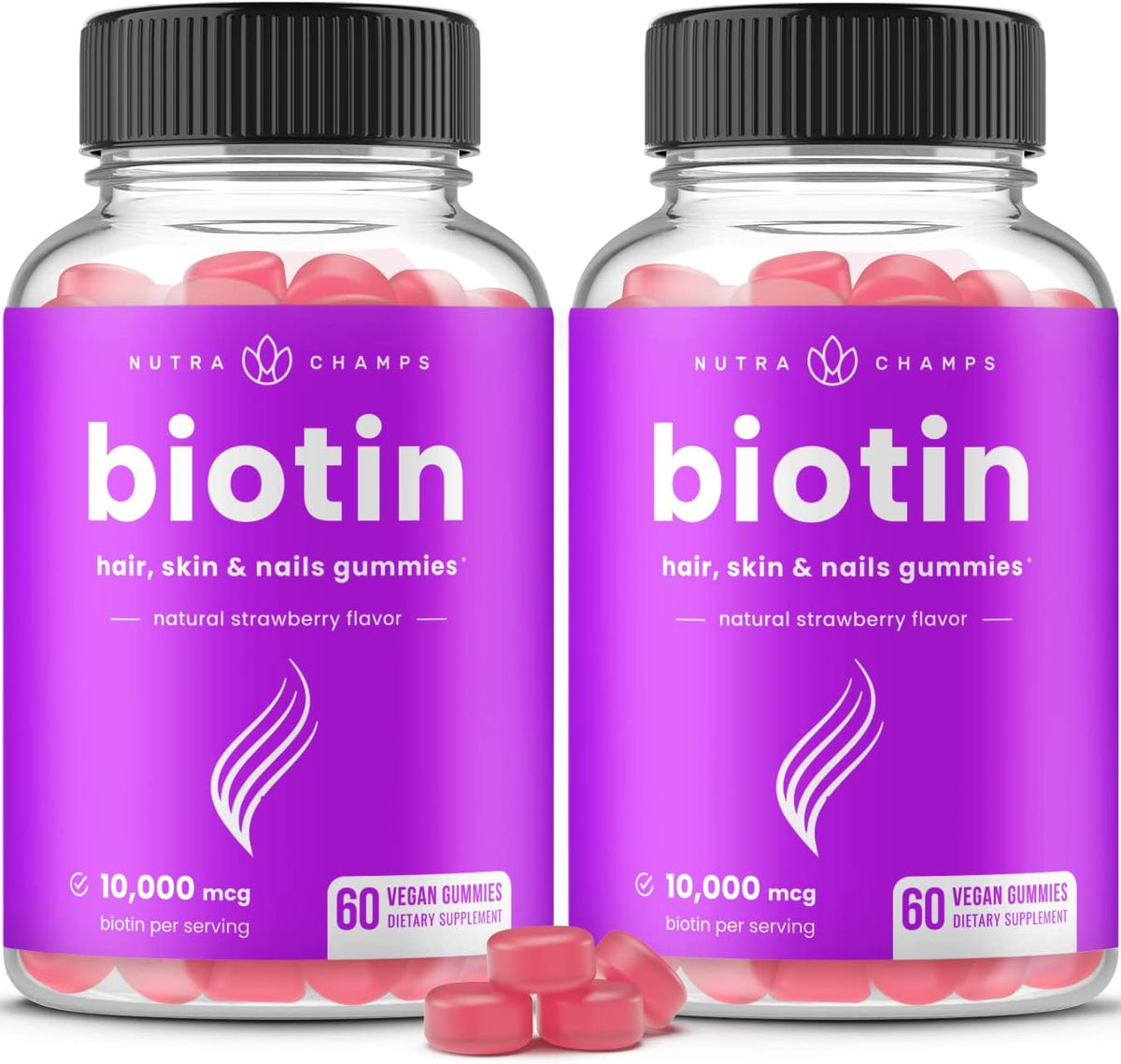 NutraChamps Biotin Gummies 10000mcg - High Potency Hair, Skin & Nails Supplement - görsel 6