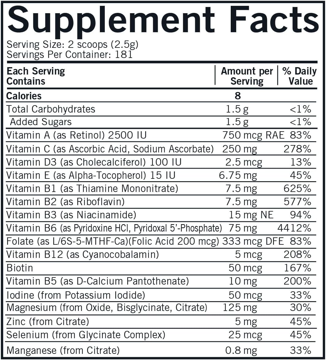 Kirkman Super Nu-Thera with 25 mg P-5-P Powder, 454 g (16 oz) – Multivitamin Supplement - görsel 3
