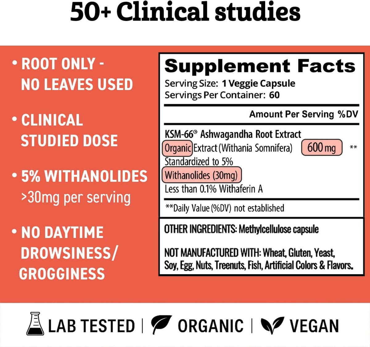 Ashwagandha KSM-66 Organic – KSM-66 Ashwagandha 600mg Root Extract Full Spectrum Capsules | Standardised 5% Withanolides - görsel 5