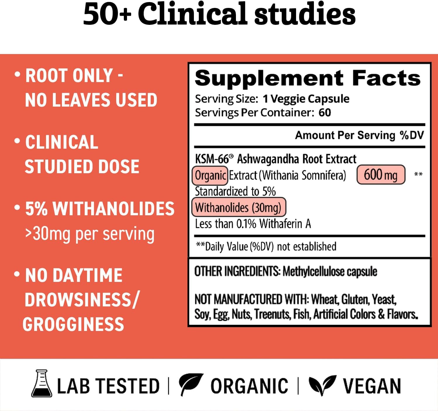Ashwagandha KSM-66 Organic – KSM-66 Ashwagandha 600mg Root Extract Full Spectrum Capsules | Standardised 5% Withanolides - görsel 5