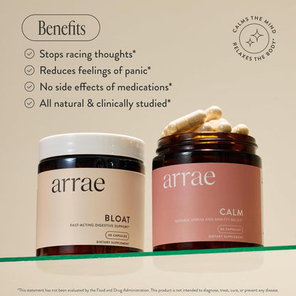 Arrae Calm Cortisol Manager - 60 Stress & Panic Relief Capsules - Mood Support Supplement with L-Theanine, Inositol, Passionflower, & Magnesium to Help You Feel Zen