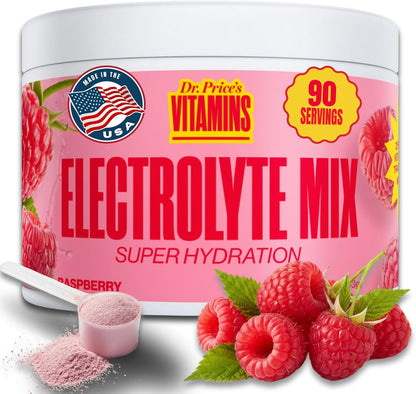 Dr. Price's Electrolytes Hydration Powder Packets – Cherry Lemonade, Sugar-Free Electrolyte Drink Mix with 72+ Trace Minerals, 30 Packets