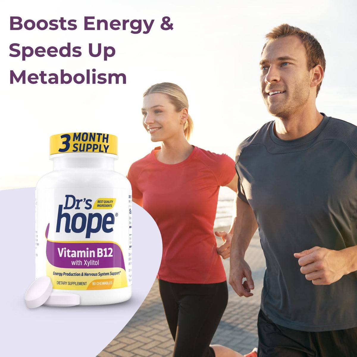 Vitamin B12 1000 mcg Chewable Tablets – Energy Production & Nervous System Support, 90 Count - görsel 9