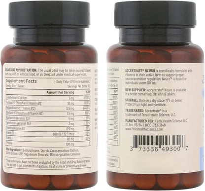 Accentrate Brain Supplement - Complete Methylated Vitamin B Complex with L-Methylfolate, Methylcobalamin, P5P & L-Tyrosine for Concentration, Attention, and Mood