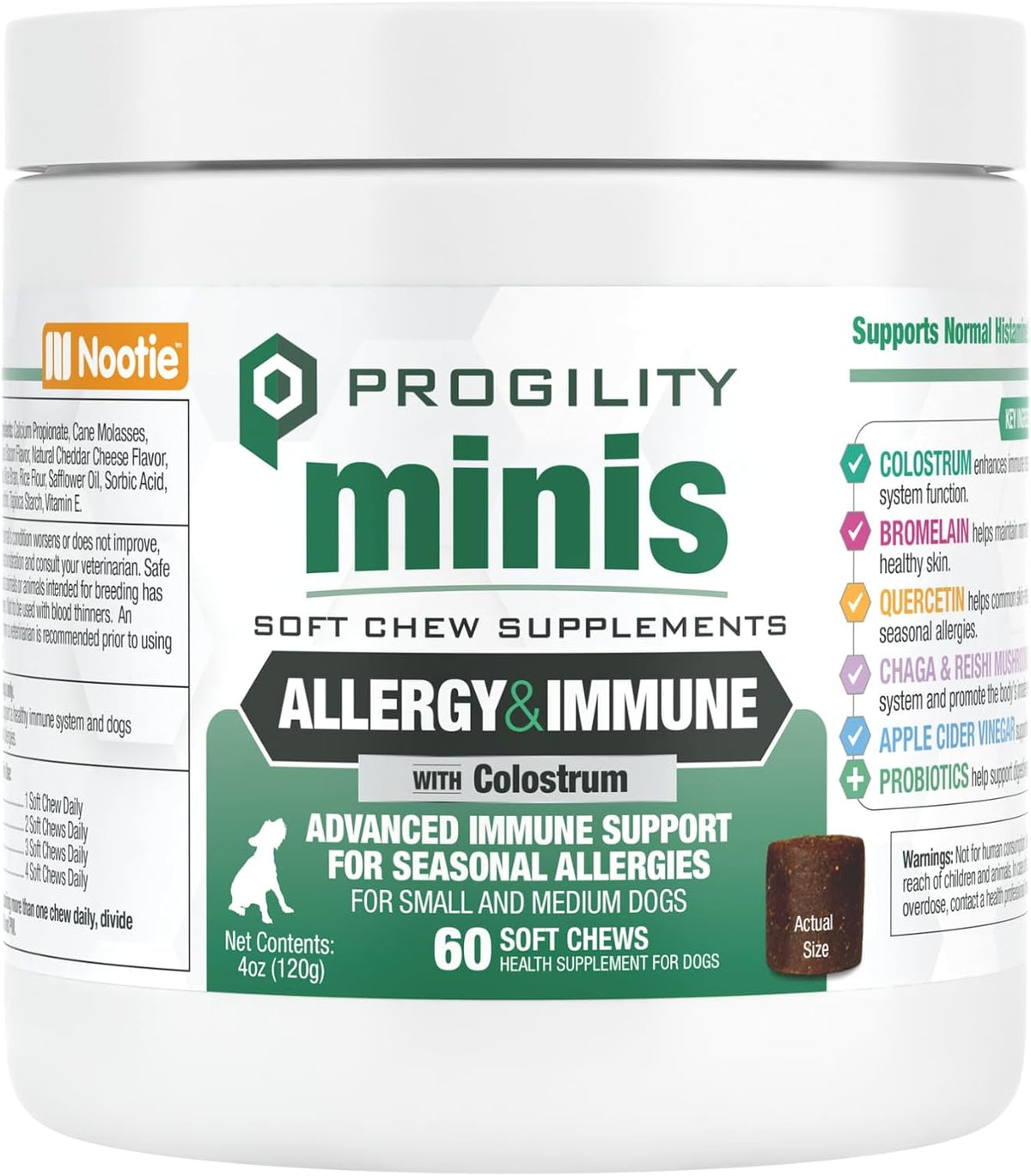 Progility Mini Allergy & Immune Supplement for Small to Medium Dogs – Advanced Immune Support for Everyday Wellness & Seasonal Sensitivities, Soft Chews (60 Count) - görsel 1