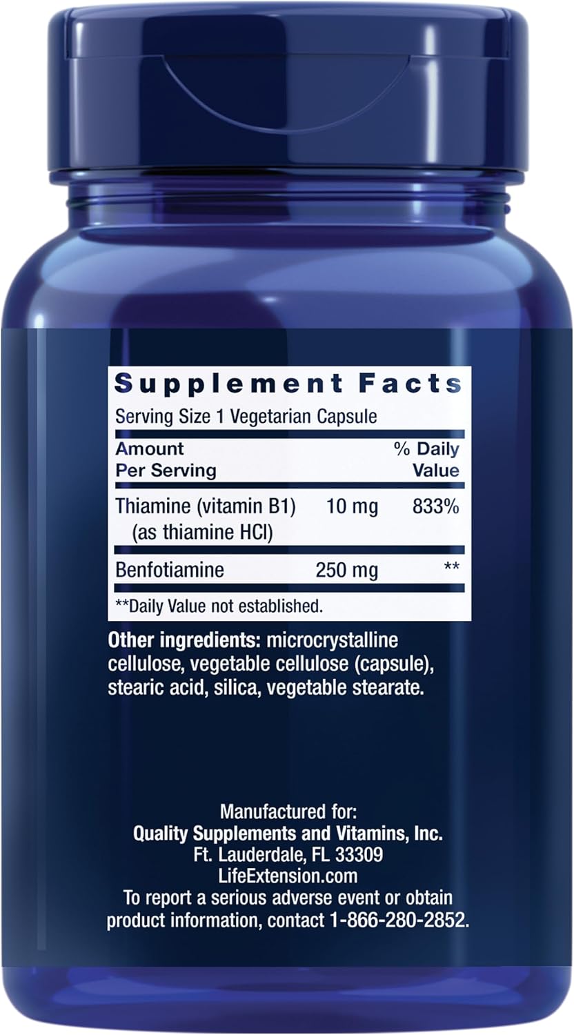 Life Extension Mega Benfotiamine – 250 mg Fat-Soluble Thiamine (Vitamin B1) – 120 Capsules - görsel 2