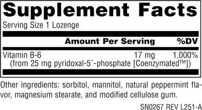 Source Naturals Coenzymated B-6, P-5-P Pyridoxal-5-Phosphate, 25 mg - 120 Lozenges