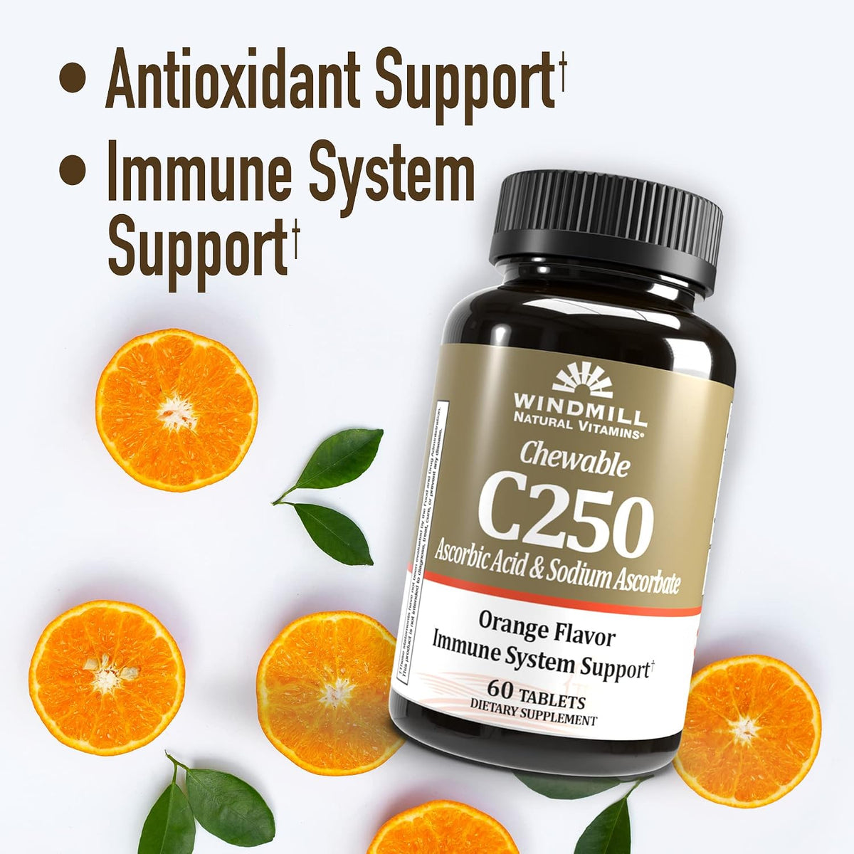 Windmill Vitamin C 250mg Chewable Tablets, Tangerine Flavour, 60 Tablets - görsel 3