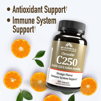 Windmill Vitamin C 250mg Chewable Tablets, Tangerine Flavour, 60 Tablets