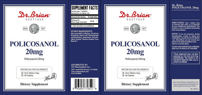 Dr. Brian Policosanol 20mg | Heart & Cholesterol Health Food Supplement - 90 Vegan Tablets