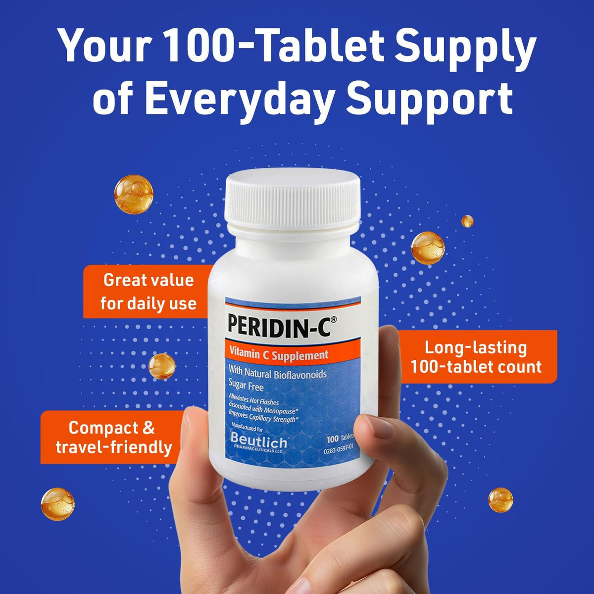 Peridin-C Vitamin C with Citrus Bioflavonoids – Daily Antioxidant Support – Gentle, Sugar-Free, Gluten-Free – Easy-to-Swallow Tablets – 100 Tablets - görsel 7