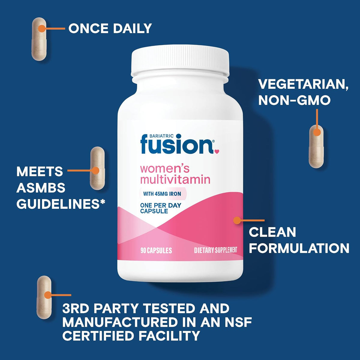 Bariatric Fusion One Per Day Bariatric Multivitamin with Iron for Women – 90 Capsules (3 Month Supply) - görsel 3