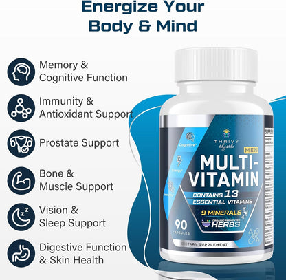 ThrivyThystle Multivitamin for Men Over 50 with Methylated B12 and Folate - 180 Capsules