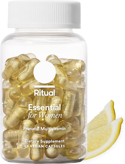 Ritual Prenatal Multivitamin for Women - Essential Prenatal Vitamins with Folate, Choline, Omega-3 DHA, Iron - Vegan - Mint Flavour - 60 Capsules