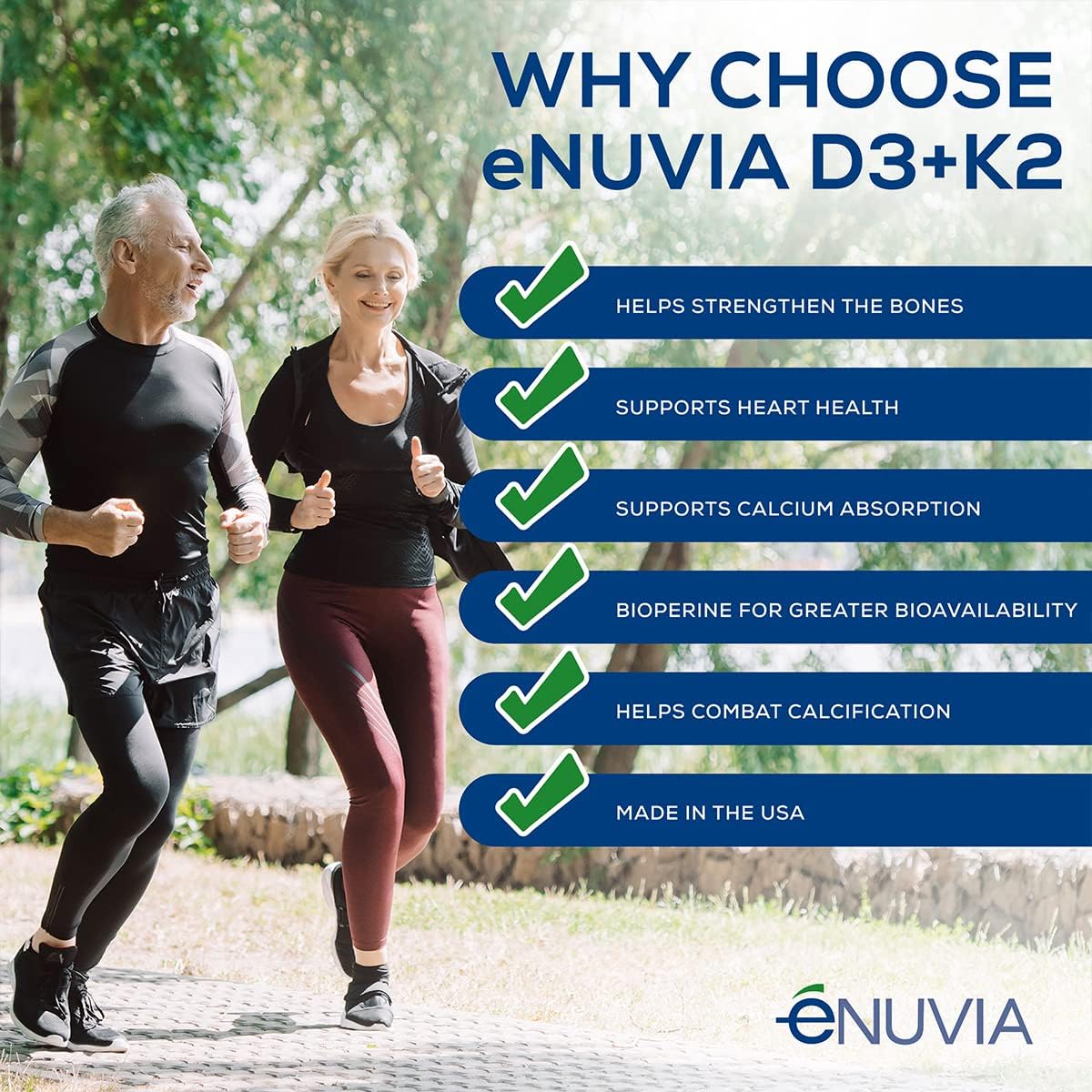 Enuvia D3+K2: Vitamin D3 & K2 Food Supplement with BioPerine, 60 Vegetarian Capsules - görsel 3