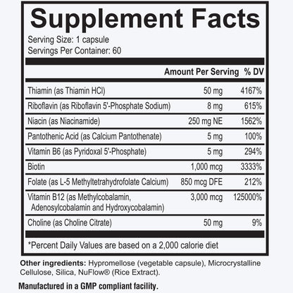 Dr. Westin Childs Thyroid B Complex – Vitamin Capsules for Women and Men, Methylated Supplement with Methylfolate, B12 Adenosylcobalamin, B1, B2, B3, B5, B6, B7, for MTHFR, Energy, Focus and Thyroid, 60 Capsules