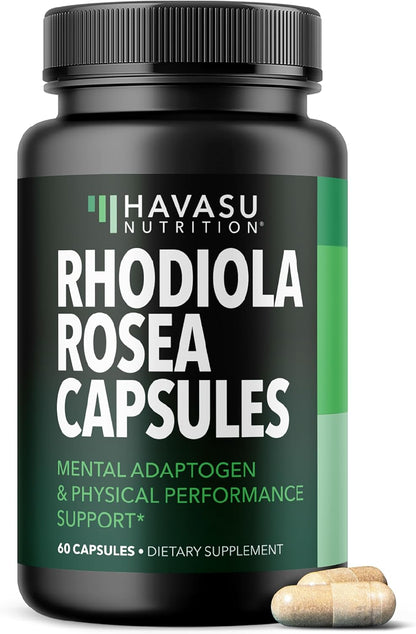 HAVASU NUTRITION Rhodiola Rosea Capsules – Adaptogen for Mental & Physical Performance, 3% Salidrosides, 60 Count