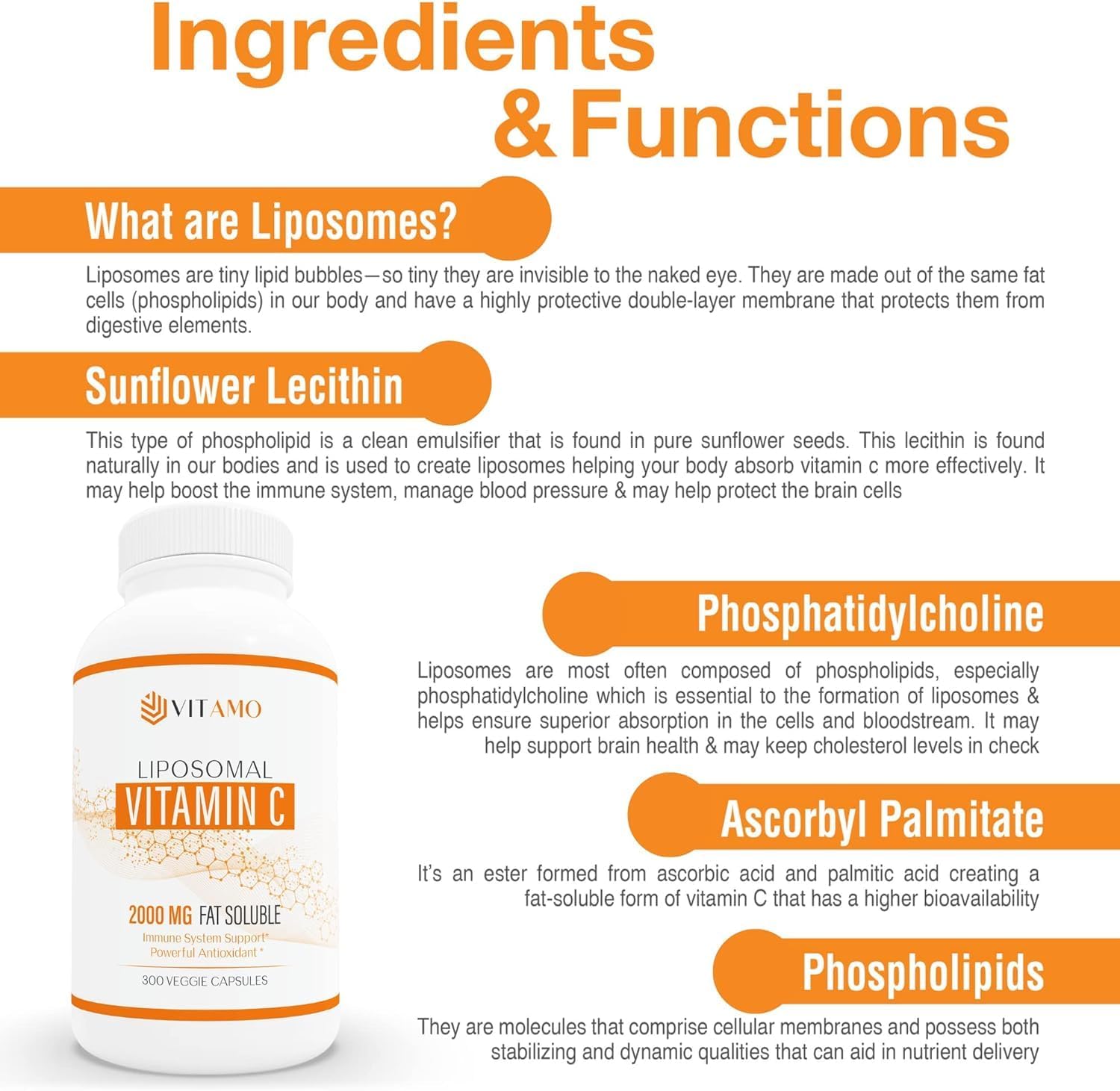 Liposomal Vitamin C 2000mg, 300 Capsules, High Absorption Ascorbic Acid - görsel 5