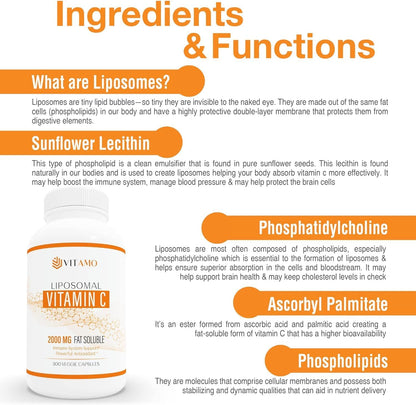 Liposomal Vitamin C 2000mg, 300 Capsules, High Absorption Ascorbic Acid