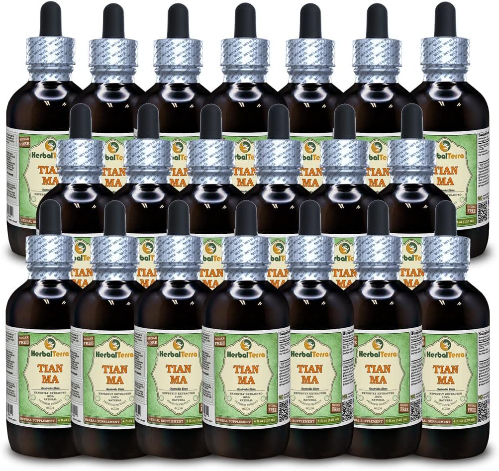 Tian Ma, Gastrodia (Gastrodia Elata) Tincture, Dried Tuber Liquid Extract (HerbalTerra) 4x4 fl.oz (4x120 ml) - görsel 7