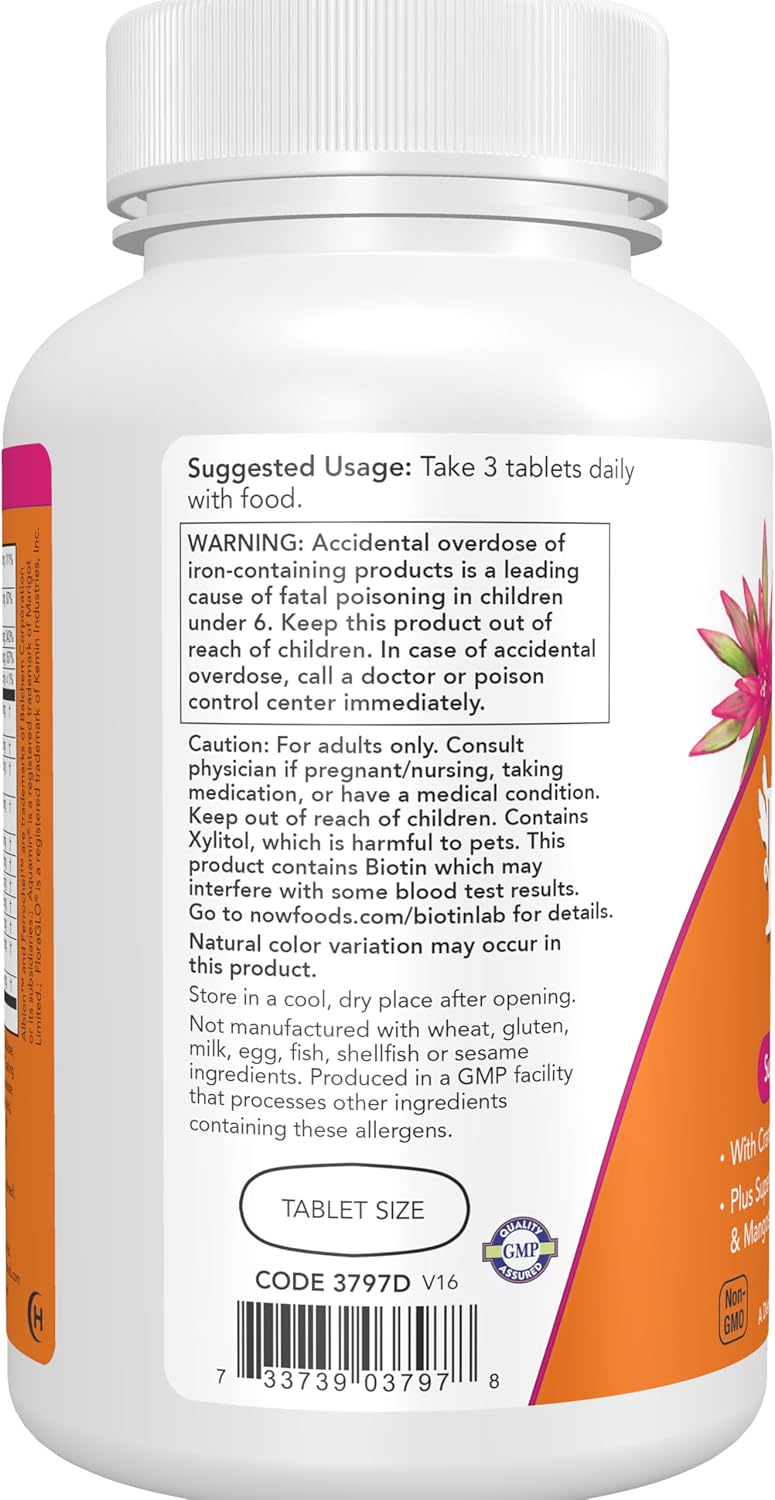 NOW Foods Eve Women's Multivitamin with Cranberry, Alpha Lipoic Acid, CoQ10, and Superfruits – 180 Tablets - görsel 3