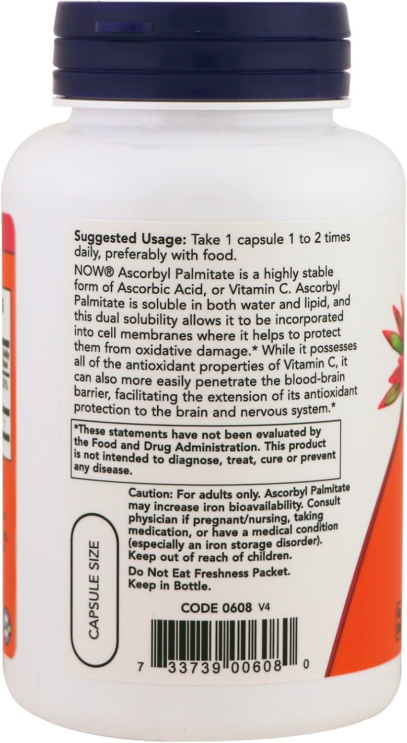 Now Foods, Ascorbyl Palmitate 500 mg, 100 Veg Capsules - görsel 3