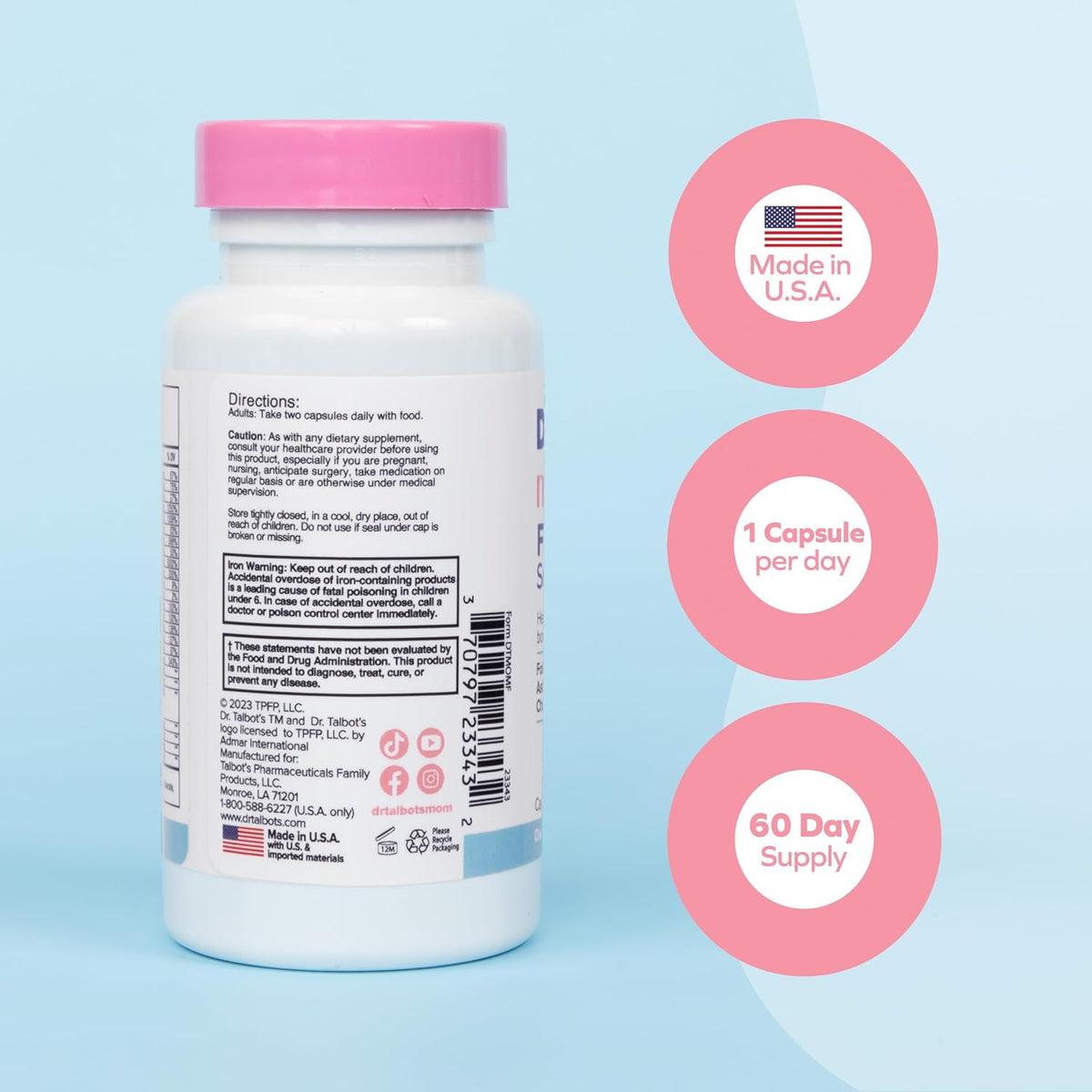 Dr. Talbot's Mom Fertility Support Multivitamins - Aids Ovulation and Prepares the Body for Conception - 60 Capsules - görsel 3