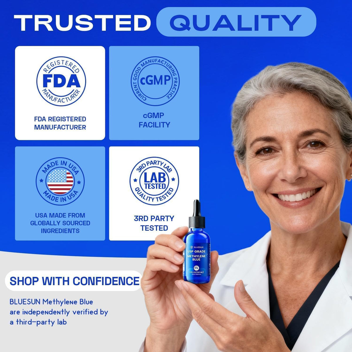 Bluesun Methylene Blue Drops 1% Pharmaceutical Grade - USA-made, Formaldehyde-Free, 3rd-Party Tested, 2 Pack (60ml each) - görsel 7