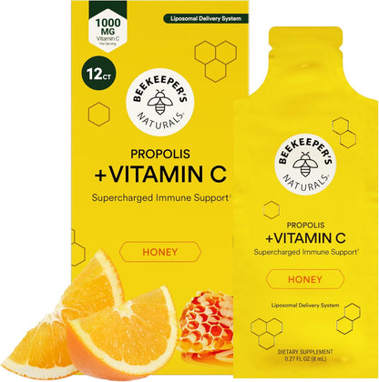 Children's Immune Liposomal Vitamin C, 500 mg Vitamin C, Elderberry, Vitamin D, Propolis & Honey, Mixed Berry Flavour, 12 Count