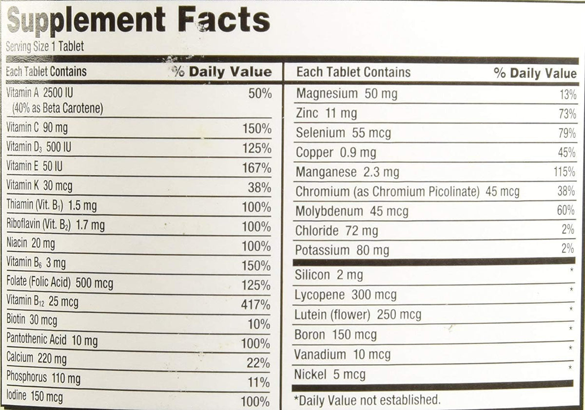Kirkland Signature Adult 50+ Multi Vitamins & Minerals, 400 Tablets (2 Pack) - görsel 5