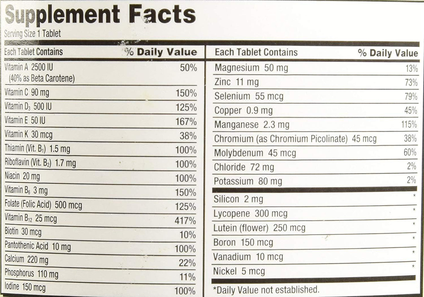 Kirkland Signature Adult 50+ Multi Vitamins & Minerals, 400 Tablets (2 Pack) - görsel 5