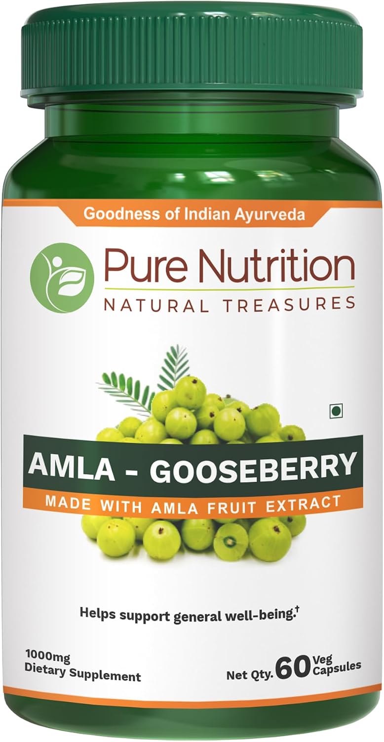 Pure Nutrition Amla Capsules (Indian Gooseberry) 1000mg per Serving, 60 Veg Capsules - görsel 1