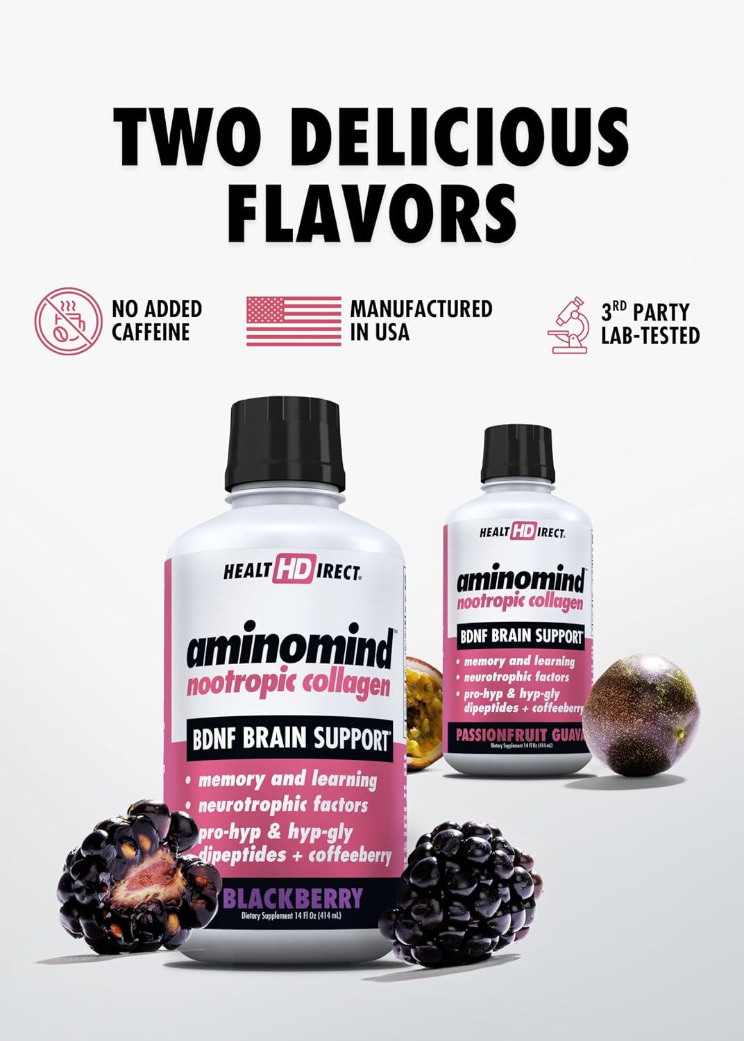 HEALTH DIRECT - AminoMind - Nootropic Collagen Supplement for Brain Health and BDNF - Pro-Hyp & Hyp-Gly Dipeptides, Coffeeberry Antioxidants - Passionfruit Guava - 400 ml (28 Servings) - görsel 7