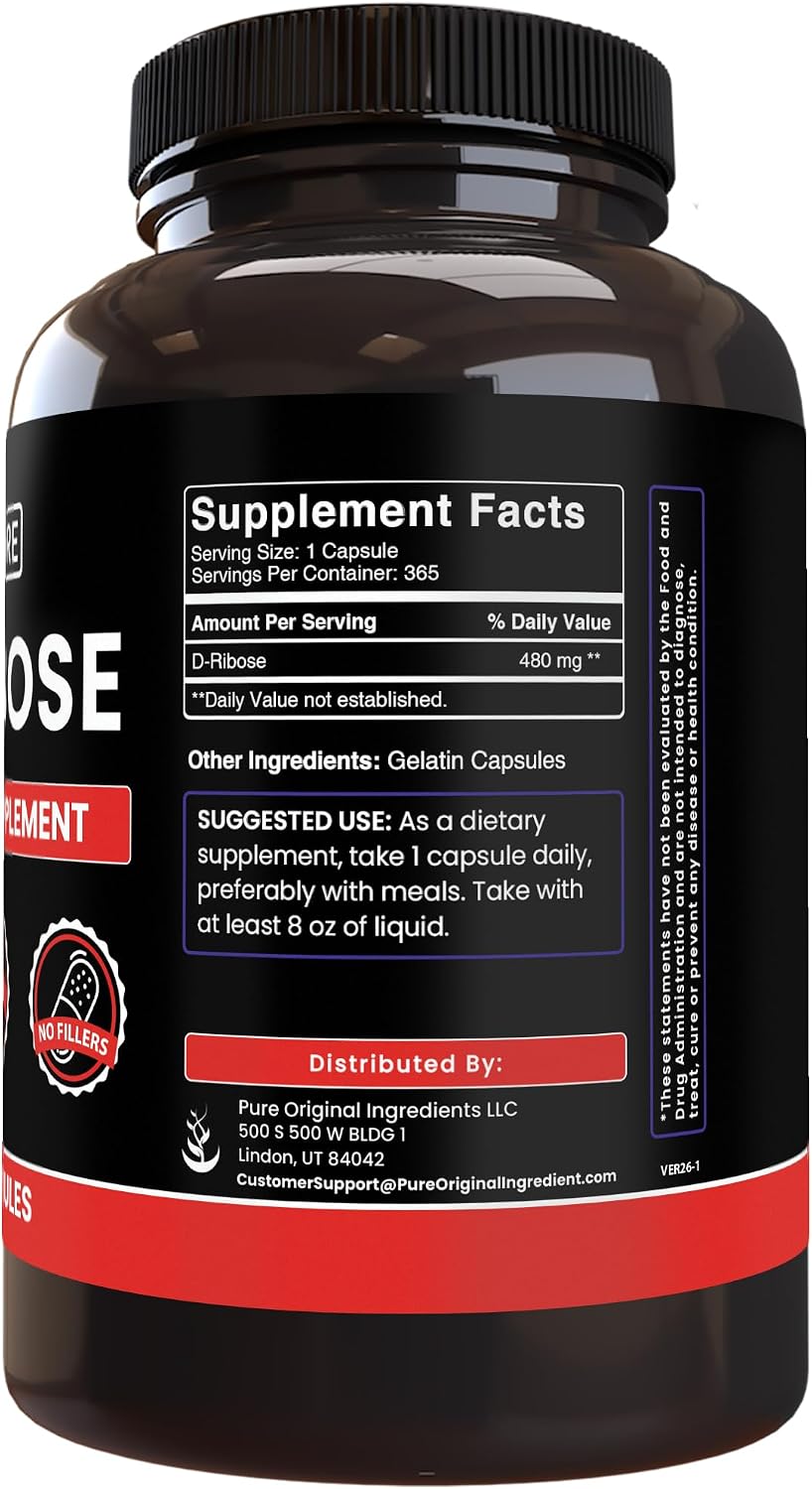 Pure Original Ingredients D-Ribose (365 Capsules) - görsel 2
