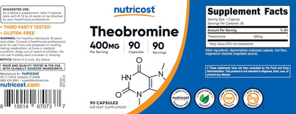 Nutricost Theobromine 400mg, 90 Vegetarian Capsules – Gluten-free, Non-GMO