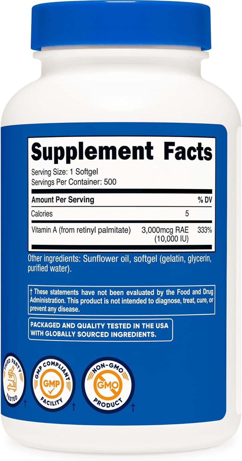 Nutricost Vitamin A 10,000 IU, 500 Soft gel capsule Capsules - görsel 4