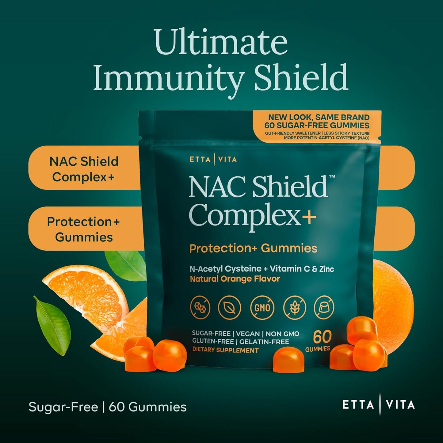 Sugar-Free NAC Gummies with Vitamin C and Zinc - Immune Support - Vegan - görsel 2