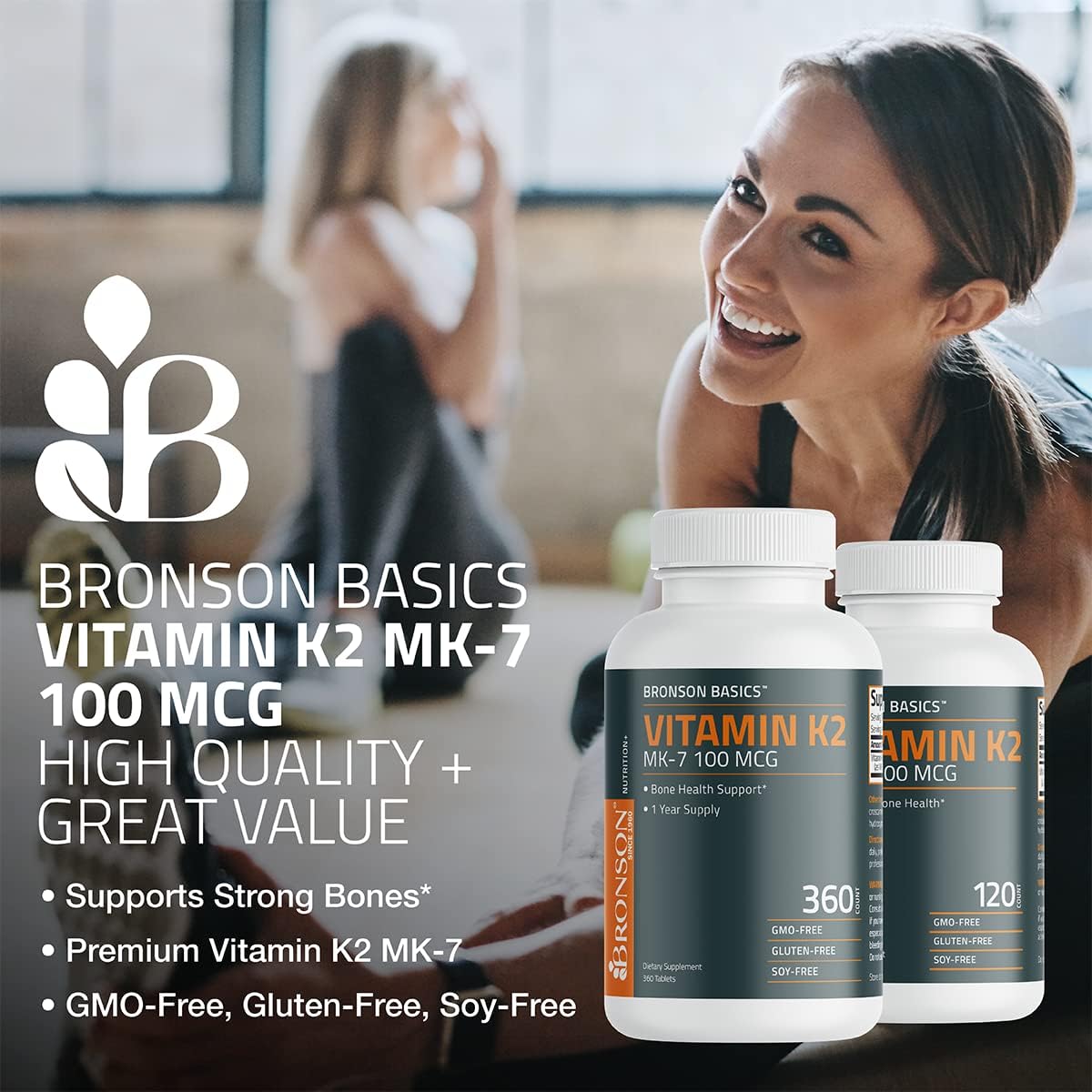Bronson Vitamin K2 MK-7 100 mcg, 120 Tablets - Bone Health Support - görsel 3