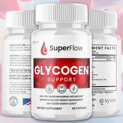 Super Flow Glycogen Support, Official SuperFlow Advanced Formula Glyco Optimiser Capsules, All Natural Super Flow Glycogen Capsules, Daily Food Supplement to Support Healthy Balance (60 Capsules)