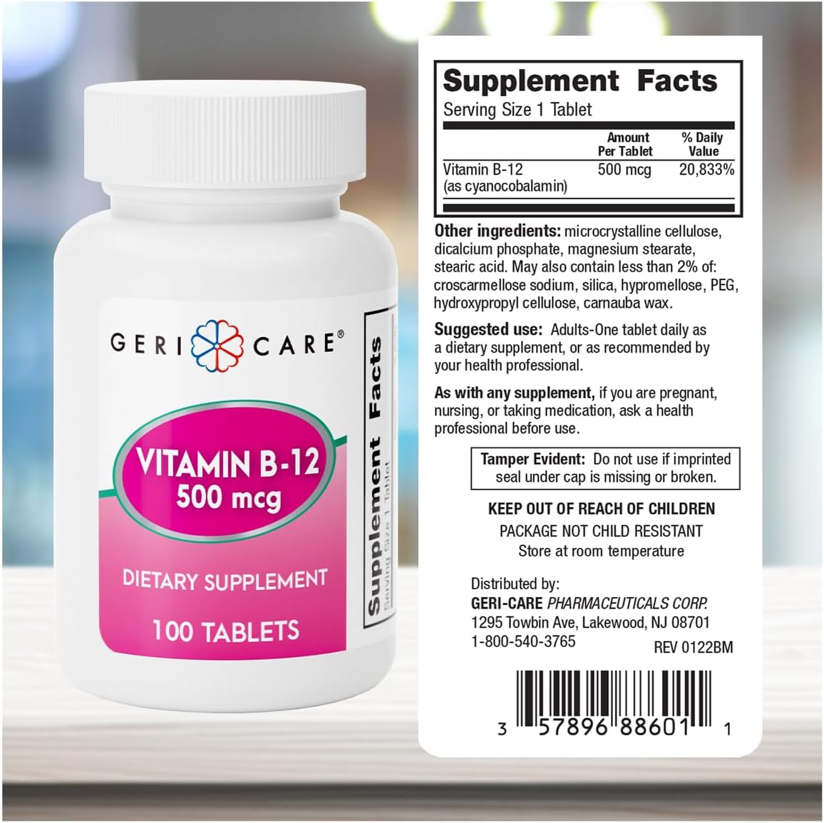 GeriCare Vitamin B12 500mcg Tablets, 100 Count - görsel 3