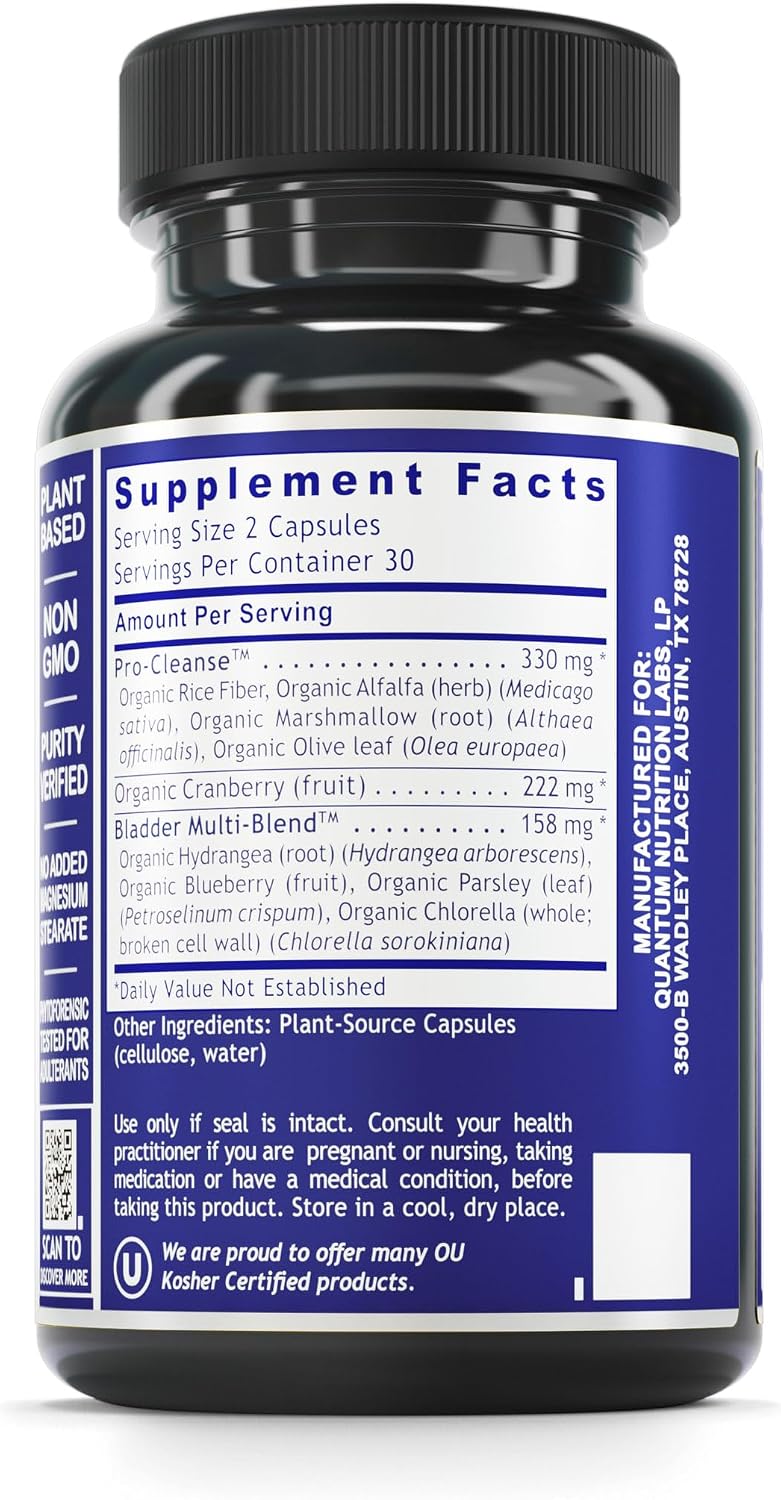 QNL Quantum Bladder Support - Organic Cranberry Capsules for Urinary Tract and Bladder Health - 60 Plant-Source Capsules - görsel 2