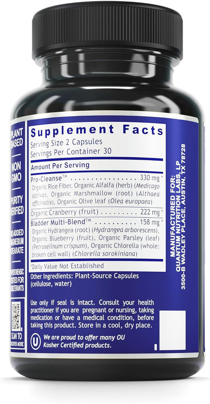 QNL Quantum Bladder Support - Organic Cranberry Capsules for Urinary Tract and Bladder Health - 60 Plant-Source Capsules