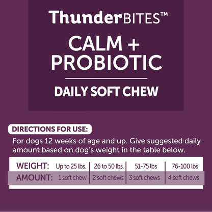 ThunderBites Calm + Probiotics for Dogs Daily Supplement Soft Chews, 90 Chews