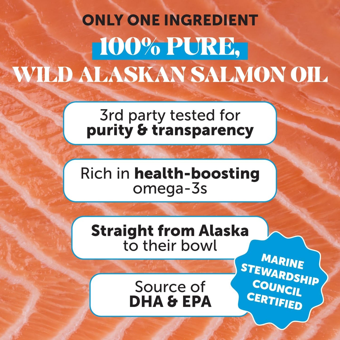 Wild Alaskan Salmon Oil for Dogs & Cats - Omega-3 Fish Oil with EPA & DHA, Sockeye Salmon, Skin & Coat Support, Pure Food Topper - 946 ml - görsel 3