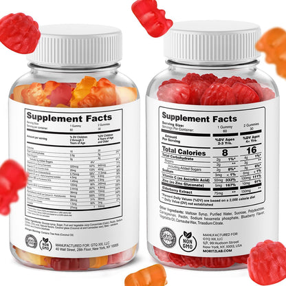 DR. MORITZ Elderberry Gummies for Children (60 Count) and Children's Multivitamin Gummies Bundle (120 Count, 2 Pack) – for Immune Support and Overall Health – Toddler Vitamins Supplement
