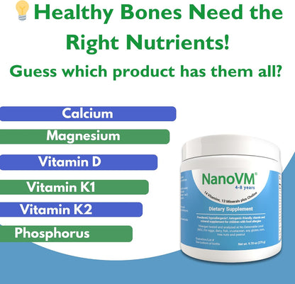 NanoVM Allergen-Free Kids Multivitamin Powder, 4-8 Years, Unflavoured, 275g